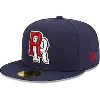 Men's New Era Navy Round Rock Express Authentic Collection Road 59FIFTY Fitted Hat