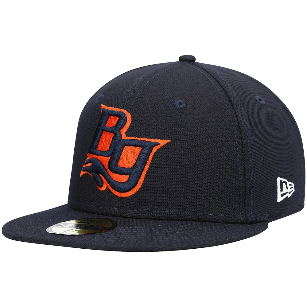 Men's New Era Navy Bowling Green Hot Rods Road Authentic Collection 59FIFTY Fitted Hat