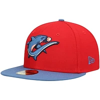 Men's New Era Red Clearwater Threshers Road Authentic Collection 59FIFTY Fitted Hat