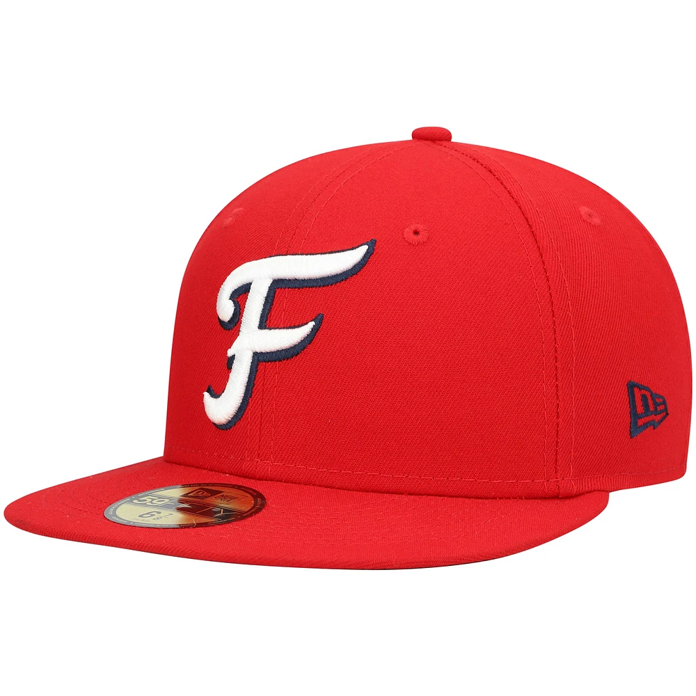 Men's New Era Red Fredericksburg Nationals Home Authentic Collection 59FIFTY Fitted Hat