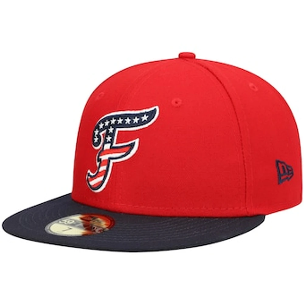 Men's New Era Red Fredericksburg Nationals Alternate Authentic Collection 59FIFTY Fitted Hat