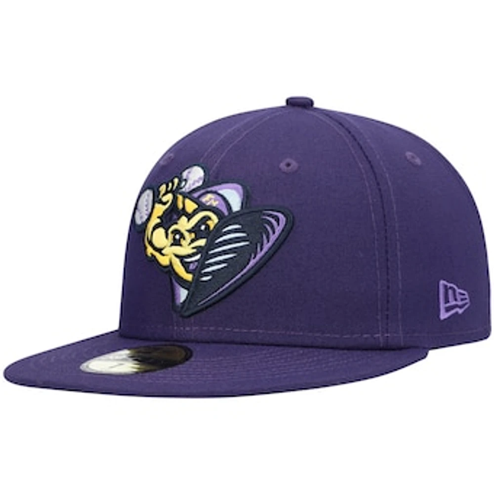 Men's New Era Purple Fort Myers Mighty Mussels Alternate Authentic Collection 59FIFTY Fitted Hat