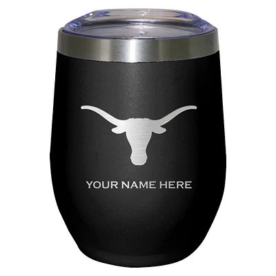Black Texas Longhorns 12oz. Personalized Etched Stemless Tumbler