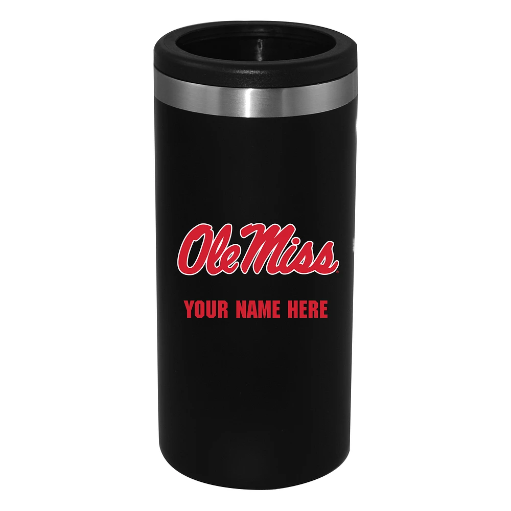 Black Ole Miss Rebels 12oz. Personalized Slim Can Holder