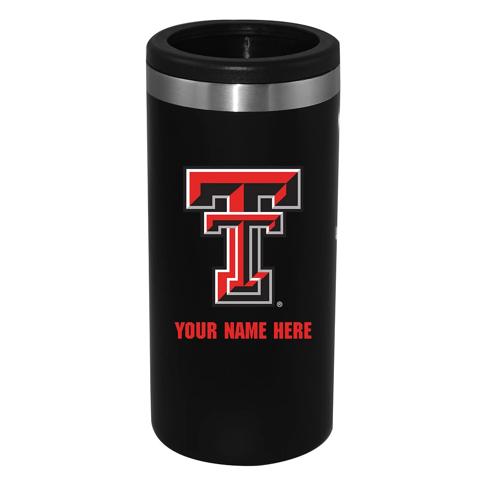 Black Texas Tech Red Raiders 12oz. Personalized Slim Can Holder