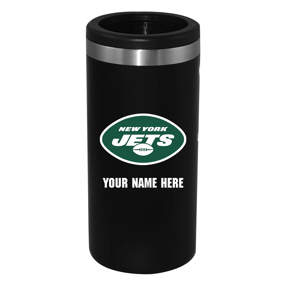 Black New York Jets 12oz. Personalized Slim Can Holder