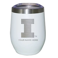 White Illinois Fighting Illini 12oz. Personalized Etched Stemless Tumbler