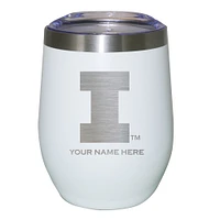 White Illinois Fighting Illini 12oz. Personalized Etched Stemless Tumbler
