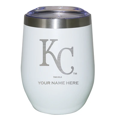 White Kansas City Royals 12oz. Personalized Etched Stemless Tumbler