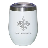 White New Orleans Saints 12oz. Personalized Etched Stemless Tumbler