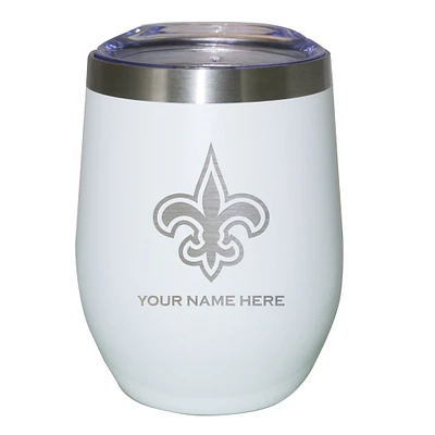 White New Orleans Saints 12oz. Personalized Etched Stemless Tumbler