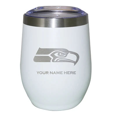 White Seattle Seahawks 12oz. Personalized Etched Stemless Tumbler