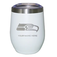 White Seattle Seahawks 12oz. Personalized Etched Stemless Tumbler