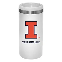 White Illinois Fighting Illini 12oz. Personalized Slim Can Holder
