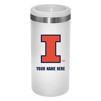 White Illinois Fighting Illini 12oz. Personalized Slim Can Holder