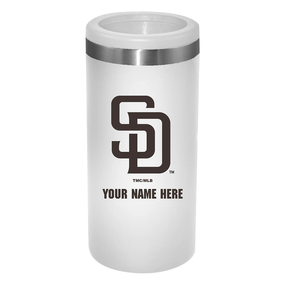 White San Diego Padres 12oz. Personalized Slim Can Holder