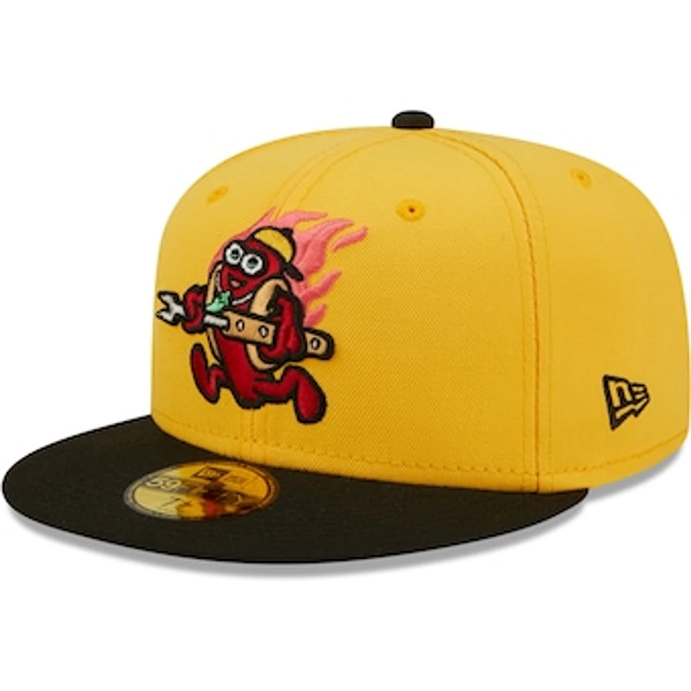 Men's New Era Yellow/Black Perros Calientes De Akron Copa La Diversion 59FIFTY Fitted Hat