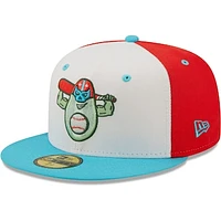 Men's New Era White/Aqua Avocados Luchadores De Down East Copa La Diversion 59FIFTY Fitted Hat