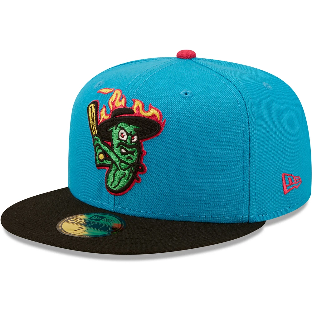 Men's New Era Aqua/Black Pepinillos Picantes del Norte Copa De La Diversion 59FIFTY Fitted Hat