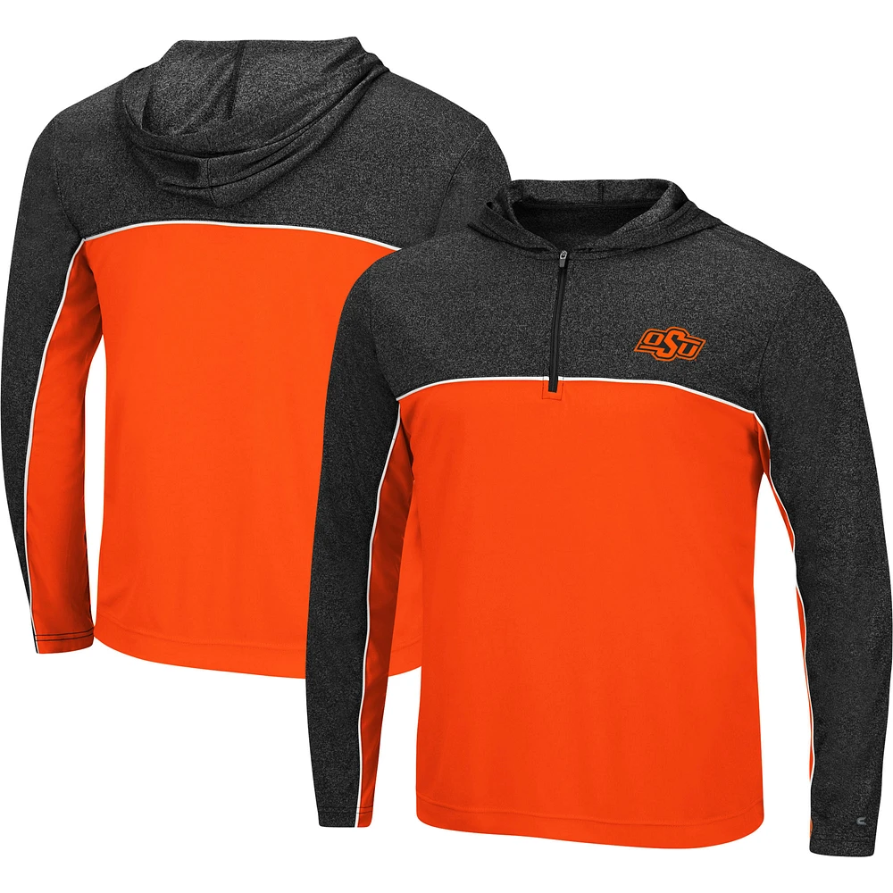 Men's Colosseum Orange Oklahoma State Cowboys Flick Quarter-Zip Hoodie Windshirt