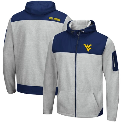 Men's Colosseum Heather Gray/Navy West Virginia Mountaineers Schwartz Lightweight Full-Zip Hoodie