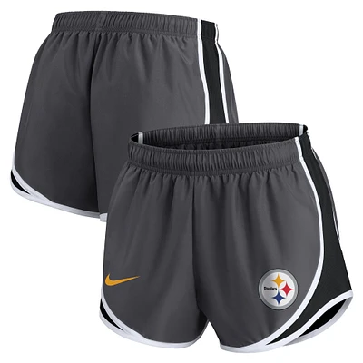 Women's Nike Charcoal Pittsburgh Steelers Logo Performance Tempo Shorts