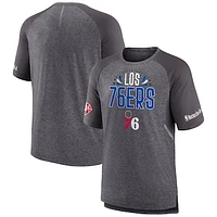 Men's Fanatics Heathered Gray Philadelphia 76ers 2022 Noches Ene-Be-A Core Shooting Raglan T-Shirt