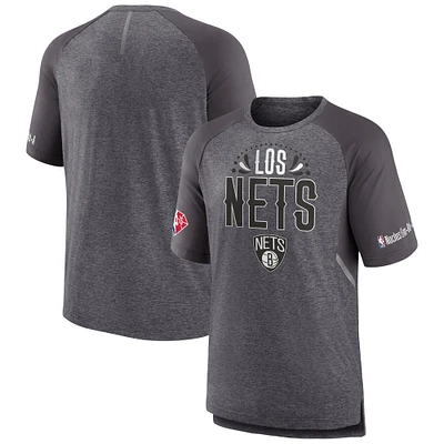 Men's Fanatics Heathered Gray Brooklyn Nets 2022 Noches Ene-Be-A Core Shooting Raglan T-Shirt