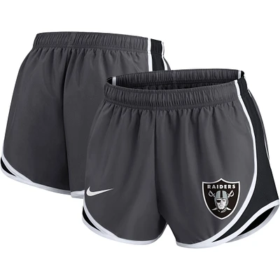 Women's Nike Charcoal Las Vegas Raiders Plus Logo Performance Tempo Shorts