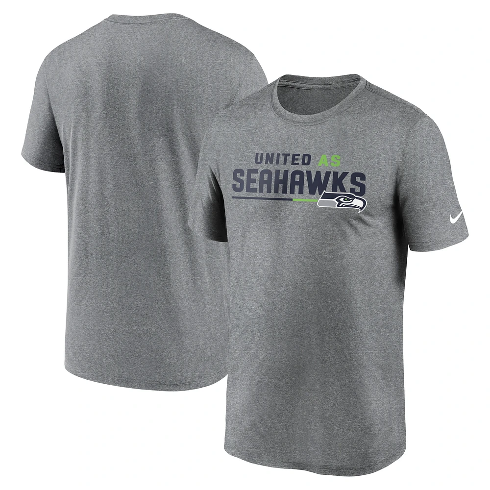 Men's Nike Heather Gray Seattle Seahawks Legend Team Shoutout Performance T-Shirt