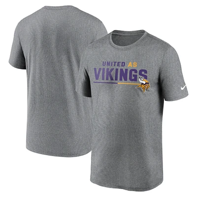 Men's Nike Heather Gray Minnesota Vikings Legend Team Shoutout Performance T-Shirt