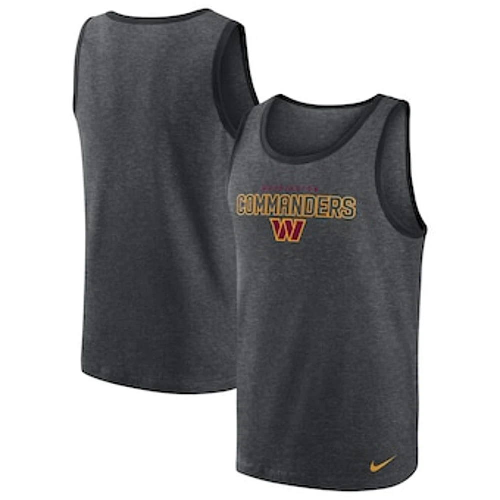 Men's Nike Heathered Charcoal Washington Commanders Tri-Blend Tank Top