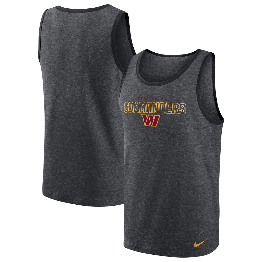 Men's Nike Heathered Charcoal Washington Commanders Tri-Blend Tank Top