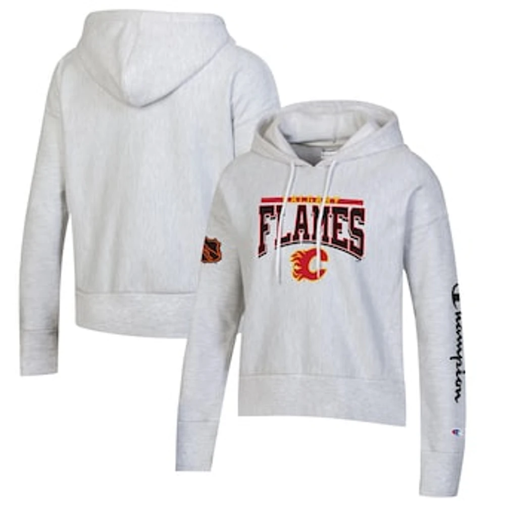 Women's Champion Heathered Gray Calgary Flames - Reverse Weave Pullover Hoodie