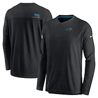 Men's Nike Black Carolina Panthers Sideline Coach Chevron Lock Up Long Sleeve V-Neck Performance T-Shirt