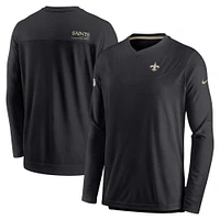 Men's Nike Black New Orleans Saints Sideline Coach Chevron Lock Up Long Sleeve V-Neck Performance T-Shirt