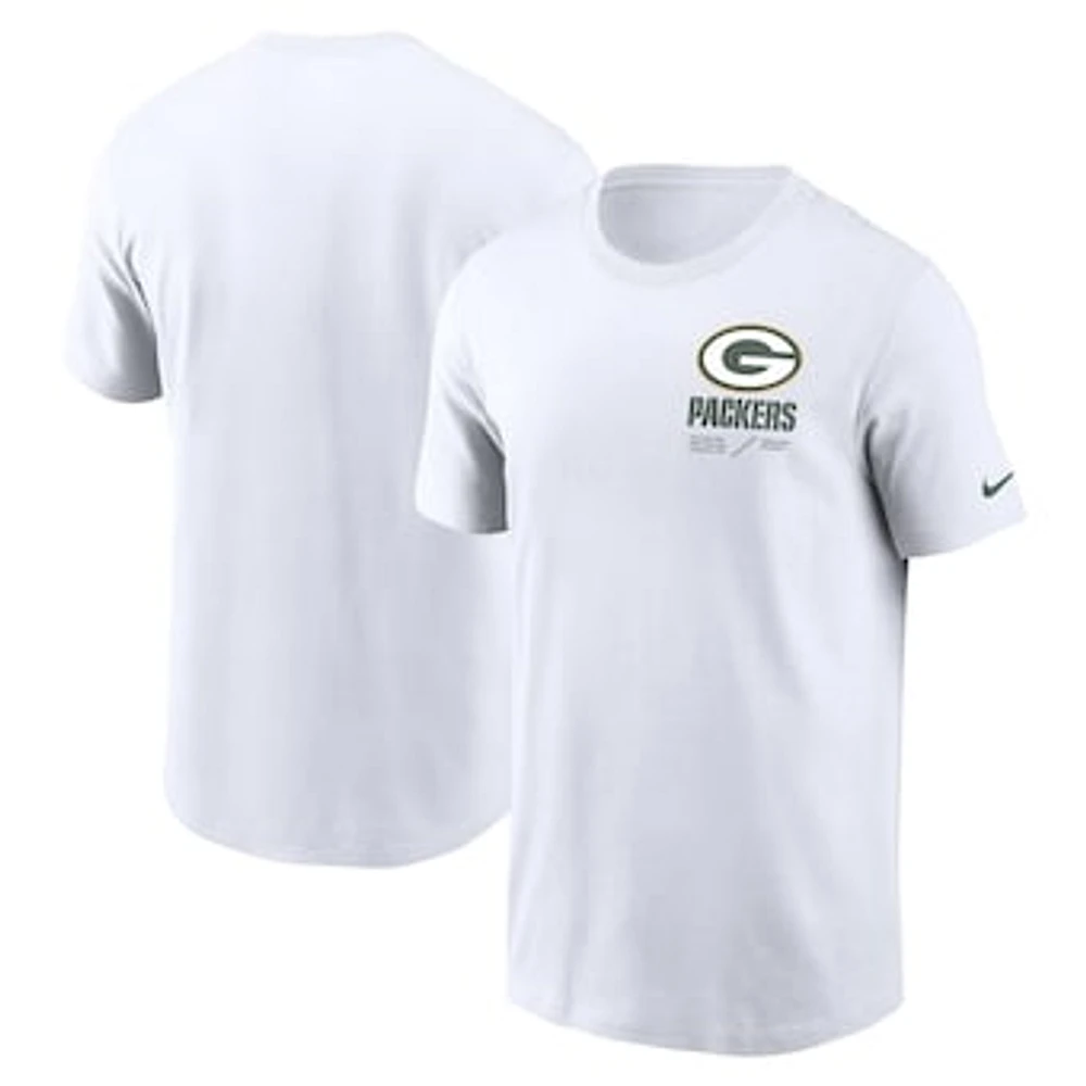 Men's Nike White Green Bay Packers Sideline Infograph Lockup Performance T-Shirt