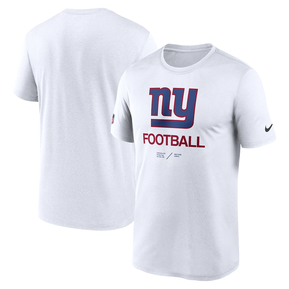 Men's Nike White New York Giants Sideline Infograph Performance T-Shirt