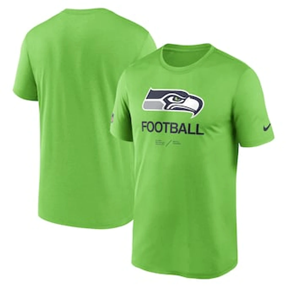 Men's Nike Neon Green Seattle Seahawks Sideline Infograph Performance T-Shirt