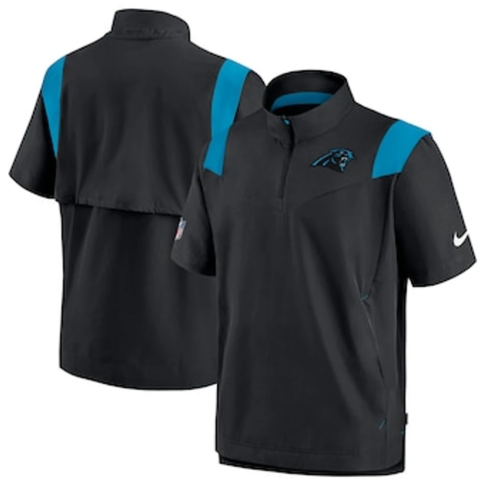 Men's Nike Black Carolina Panthers Sideline Coaches Chevron Lockup Pullover Top