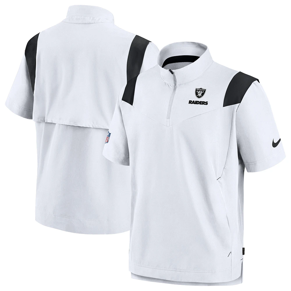 Men's Nike White Las Vegas Raiders Sideline Coaches Chevron Lockup Pullover Top