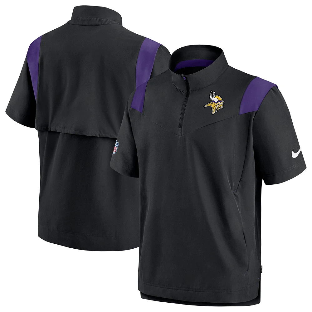 Men's Nike Black Minnesota Vikings Sideline Coaches Chevron Lockup Pullover Top