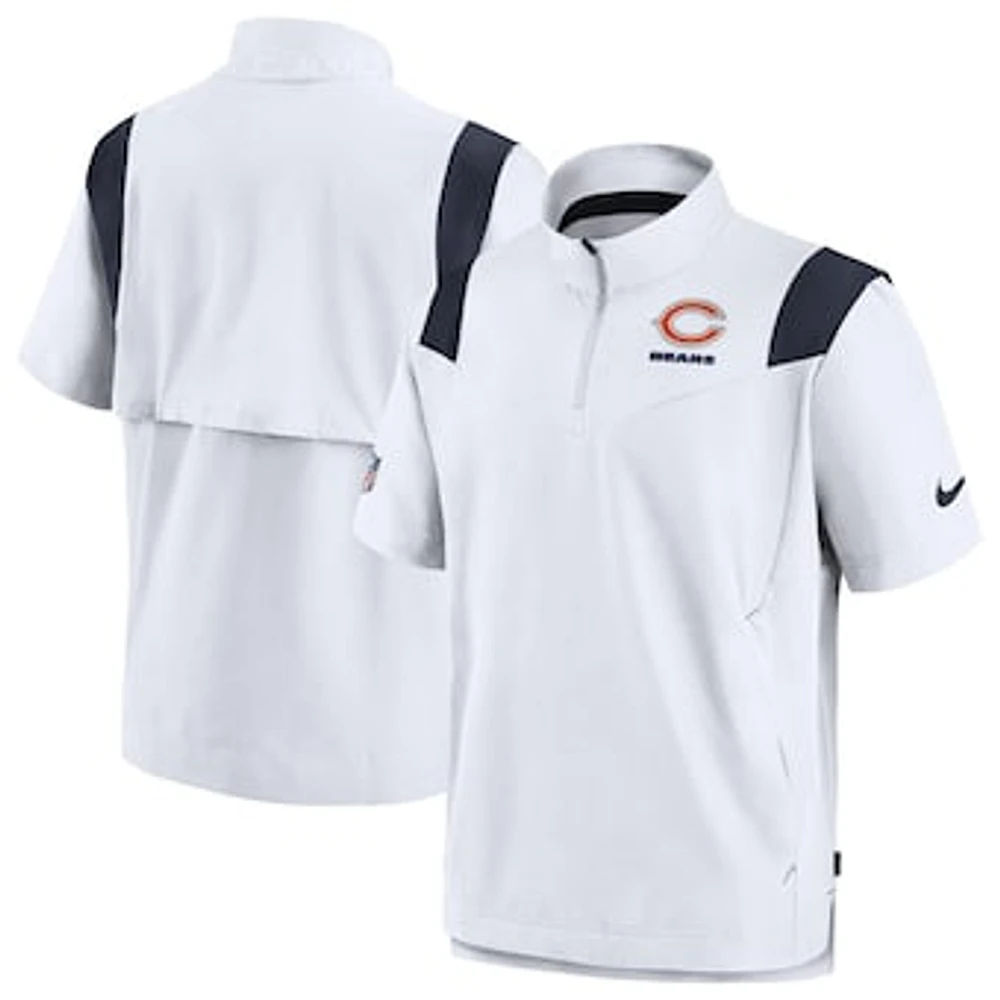 Men's Nike White Chicago Bears Sideline Coaches Chevron Lockup Pullover Top