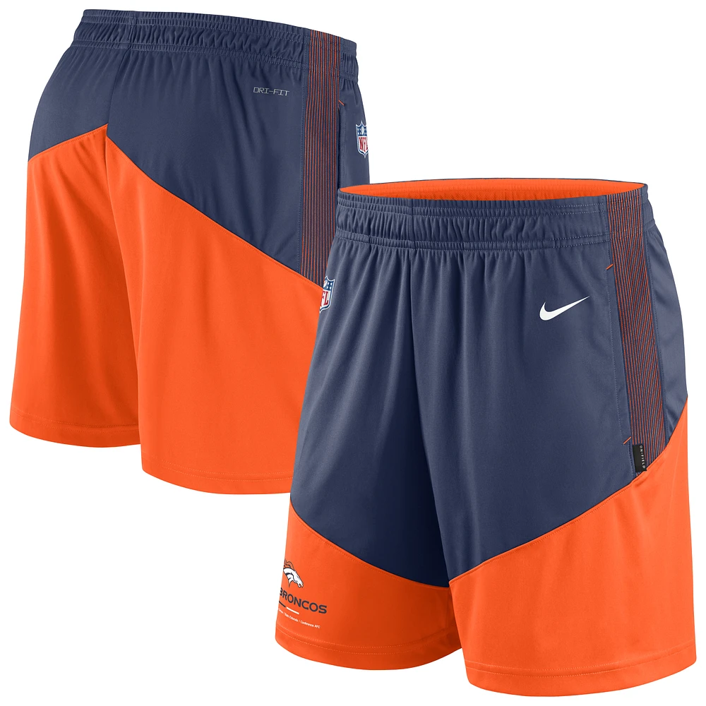 Men's Nike Navy/Orange Denver Broncos Sideline Primary Lockup Performance Shorts