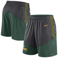 Men's Nike Anthracite/Green Green Bay Packers Sideline Primary Lockup Performance Shorts