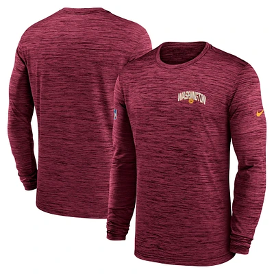 Men's Nike Burgundy Washington Commanders Sideline Velocity Athletic Stack Performance Long Sleeve T-Shirt