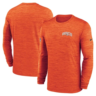 Men's Nike Orange Denver Broncos Sideline Velocity Athletic Stack Performance Long Sleeve T-Shirt