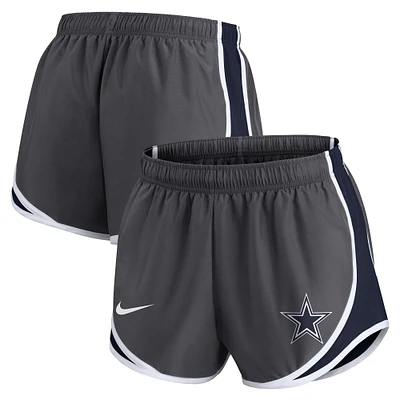 Women's Nike Charcoal Dallas Cowboys Plus Size Logo Performance Tempo Shorts