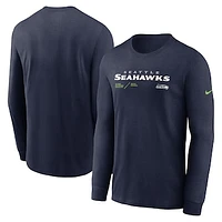 Men's Nike Navy Seattle Seahawks Sideline Infograph Lock Up Performance Long Sleeve T-Shirt