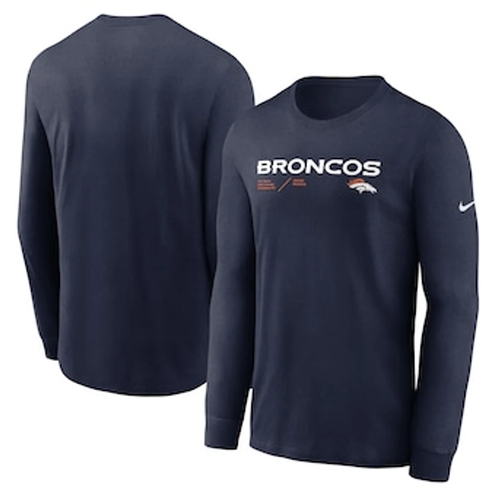 Men's Nike Navy Denver Broncos Sideline Infograph Lock Up Performance Long Sleeve T-Shirt